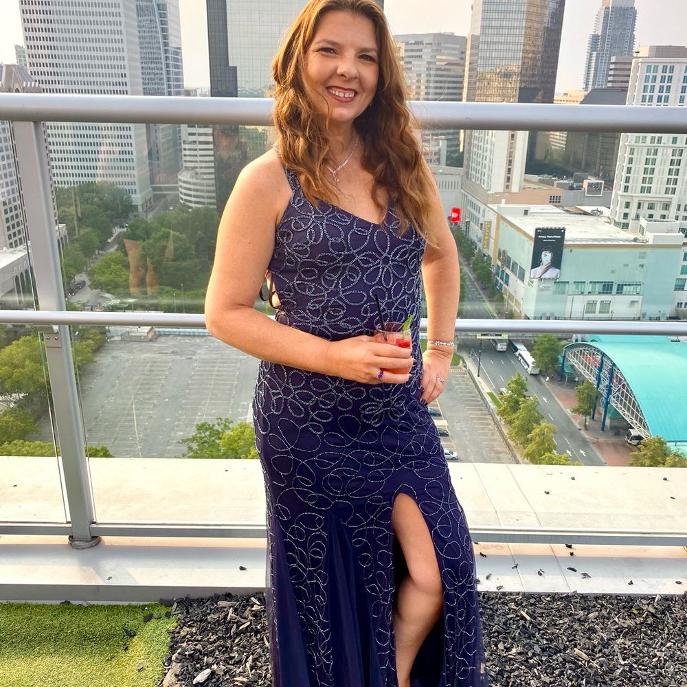 ASK/In consignment Blue cocktail/prom dress. Worn 1. Bought new at Camille’s - Picture 3 of 4